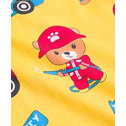 Babyhug 100% Cotton Knit Half Sleeves Emergency Vehicles & Bear Printed Co-Ords T-Shirt & Shorts Night Suit - Yellow