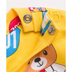 Babyhug 100% Cotton Knit Half Sleeves Emergency Vehicles & Bear Printed Co-Ords T-Shirt & Shorts Night Suit - Yellow