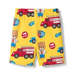 Babyhug 100% Cotton Knit Half Sleeves Emergency Vehicles & Bear Printed Co-Ords T-Shirt & Shorts Night Suit - Yellow