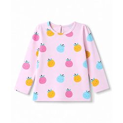 Babyhug 100% Cotton Knit Full Sleeves T-Shirts with Fruit Print Pack of 3 - Yellow Pink & Mint