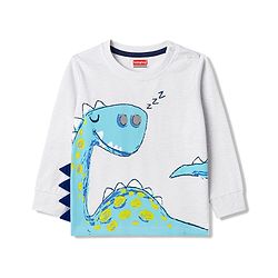 Babyhug 100% Cotton Knit Full Sleeves Dino Printed T-Shirt & Pyjama Night Suit - Grey