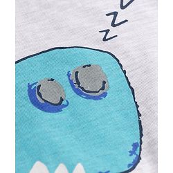 Babyhug 100% Cotton Knit Full Sleeves Dino Printed T-Shirt & Pyjama Night Suit - Grey