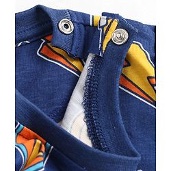 Babyhug 100% Cotton Knit Half Sleeves Sports Theme & Star Printed Co-Ords T-Shirt & Shorts Night Suit - Navy Blue