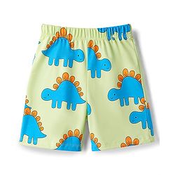 Babyhug 100% Cotton Knit Half Sleeves T-Shirt & Shorts Night Suit With Dino Print - Green
