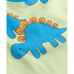 Babyhug 100% Cotton Knit Half Sleeves T-Shirt & Shorts Night Suit With Dino Print - Green