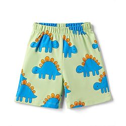 Babyhug 100% Cotton Knit Half Sleeves T-Shirt & Shorts Night Suit With Dino Print - Green