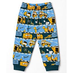 Babyhug 100% Cotton Knit Full Sleeves JCB Printed Co-Ords T-Shirt & Pyjama Night Suit - Multicolour