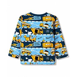 Babyhug 100% Cotton Knit Full Sleeves JCB Printed Co-Ords T-Shirt & Pyjama Night Suit - Multicolour
