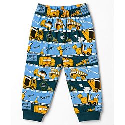 Babyhug 100% Cotton Knit Full Sleeves JCB Printed Co-Ords T-Shirt & Pyjama Night Suit - Multicolour