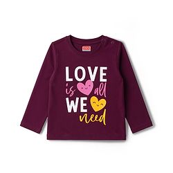 Babyhug Cotton Knit Full Sleevess Love Text Printed T-Shirt & Pyjama Night Suit - Maroon