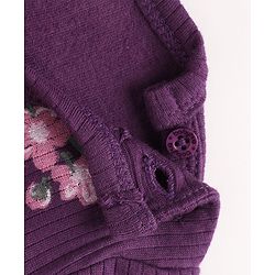 Babyhug Cotton Mix Knit Full Sleeves Floral Printed Thermal Inner Wear Set - Purple