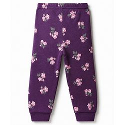 Babyhug Cotton Mix Knit Full Sleeves Floral Printed Thermal Inner Wear Set - Purple