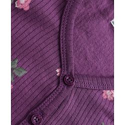 Babyhug Cotton Mix Knit Full Sleeves Thermal Inner Wear Set with Floral Print in Purple