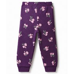 Babyhug Cotton Mix Knit Full Sleeves Thermal Inner Wear Set with Floral Print in Purple