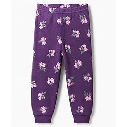 Babyhug Cotton Mix Knit Full Sleeves Thermal Inner Wear Set with Floral Print in Purple