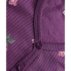 Babyhug Cotton Mix Knit Full Sleeves Thermal Inner Wear Set with Floral Print in Purple