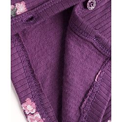 Babyhug Cotton Mix Knit Full Sleeves Thermal Inner Wear Set with Floral Print in Purple