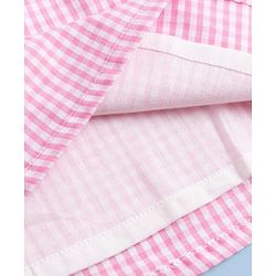 Babyhug Woven Half Puffed Sleeves Checkered Frock with Bloomer & Headband - Pink