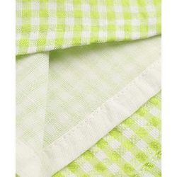 Babyhug Cotton Woven Half Sleeves Checked Frock with Bloomer & Bow Applique - Green