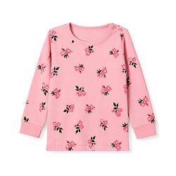 Babyhug Knit Full Sleeves Floral Printed Pullover Vest & Leggings Thermal Inner Wear Set - Pink