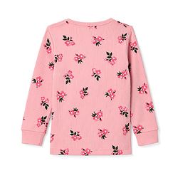 Babyhug Knit Full Sleeves Floral Printed Pullover Vest & Leggings Thermal Inner Wear Set - Pink