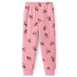 Babyhug Knit Full Sleeves Floral Printed Pullover Vest & Leggings Thermal Inner Wear Set - Pink