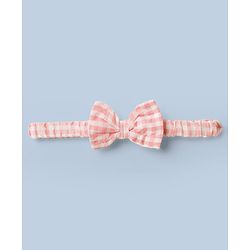 Babyhug Woven Half Sleeves Checked Frock With Bloomer & Bow Applique & Headband - Peach