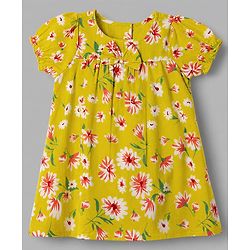Babyhug 100% Cotton Woven Half Sleeves Floral Printed Dress with Bloomer & Head Band - Lime Green