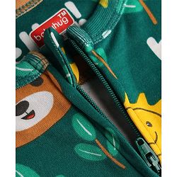 Babyhug 100% Cotton Knit Full Sleeves Footed Sleepsuit with Bear Print - Green