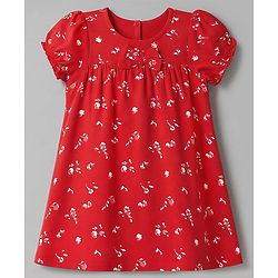 Babyhug Cotton Woven Frock, Bloomer and Headband with Half  Sleeves and Floral Print - Red