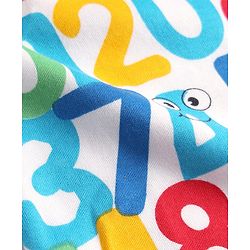 Babyhug 100% Cotton Knit Full Sleeves Footed Sleepsuit with Numbers Print - Light Blue