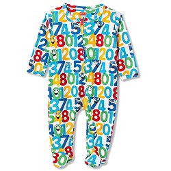 Babyhug 100% Cotton Knit Full Sleeves Footed Sleepsuit with Numbers Print - Light Blue