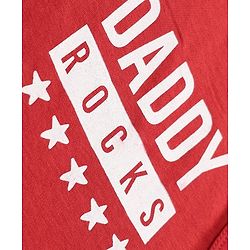Babyhug 100% Cotton Knit Full Sleeves Sleepsuit with Daddy Rocks Print - Red