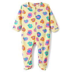 Babyhug 100% Cotton Knit Full Sleeves Printed Footed Sleepsuit - Yellow