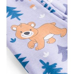 Babyhug 100% Cotton Knit Full Sleeves Footed Sleepsuit with Cub Print - Lavender