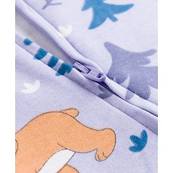 Babyhug 100% Cotton Knit Full Sleeves Footed Sleepsuit with Cub Print - Lavender