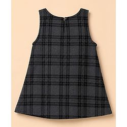 Babyhug Woven Frock With Full Sleeves Heart Printed Inner Tee - Grey