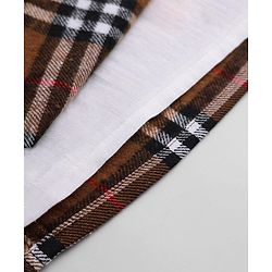 Babyhug Cotton Woven Frock with Full Sleeves and Checked Print in Brown