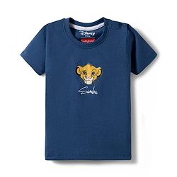 Babyhug Disney Single Jersey Knit Half Sleeves T-Shirt with Front & Back Lion King Graphics -  Blue
