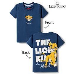 Babyhug Disney Single Jersey Knit Half Sleeves T-Shirt with Front & Back Lion King Graphics -  Blue