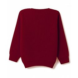 Babyhug Knit Full Sleeves Solid Colour Front Open Sweater - Maroon