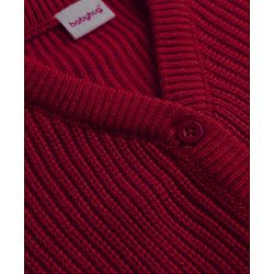 Babyhug Knit Full Sleeves Solid Colour Front Open Sweater - Maroon