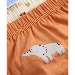 Babyhug 100% Cotton Single Jersey Knit Briefs with Elephant & Striped Giraffe Print Pack of 3 in Brown Cream & Blue