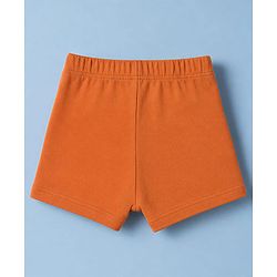 Babyhug 100% Cotton Single Jersey Knit Antibacterial Striped Trunks With Teddy Print Pack of 3 - OffWhite, Orange & Rust Orange