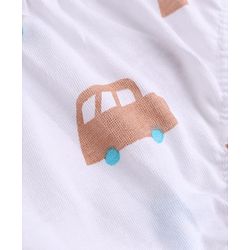Babyhug 100% Cotton Single Jersey Knit Antibacterial Striped Briefs With Car Print Pack of 3 - Light Brown & White