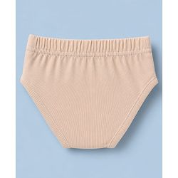 Babyhug 100% Cotton Single Jersey Knit Antibacterial Striped Briefs With Car Print Pack of 3 - Light Brown & White