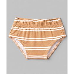 Babyhug 100% Cotton Single Jersey Knit Striped Antibacterial Briefs with Bear & Star Print Pack of 3 - White, Light Brown, Light Blue