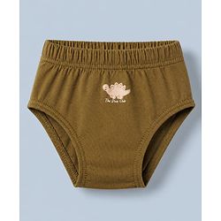 Babyhug 100% Cotton Single Jersey Knit Antibacterial Briefs with Stripes & Dinosaur Print Pack of 3 - Yellow White & Olive Green
