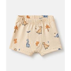 Babyhug 100% Cotton Single Jersey Knit Briefs with Striped & Dino Print Pack of 3 in Navy Blue & Cream