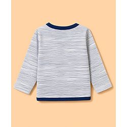 Babyhug 100% Cotton Knit Full Sleeves Striped & Printed Jhablas Pack of 3 - Navy Blue & White